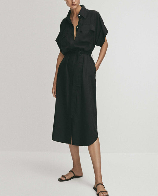 Vestido Camisero Suelto con Cinturón y Bolsillos - Image 13
