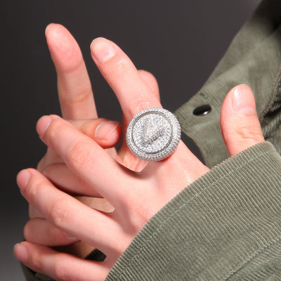 Anillo Hip Hop Giratorio con Letras DIY y Zircones - Image 16