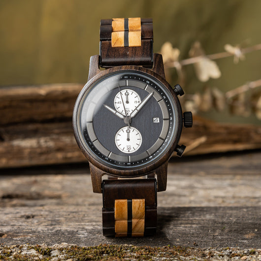 Reloj Deportivo de Madera para Hombre con Respaldo de Acero Inoxidable - Image 3
