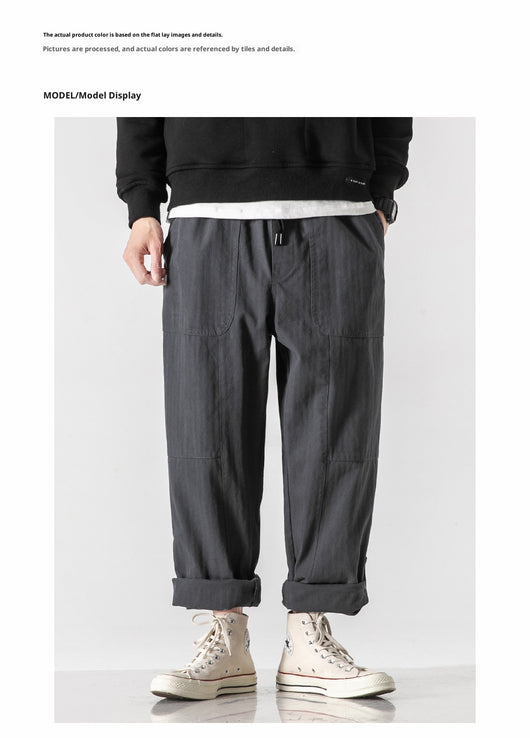 Pantalones Casuales Holgados con Detalles de Patchwork para Hombre - Image 11