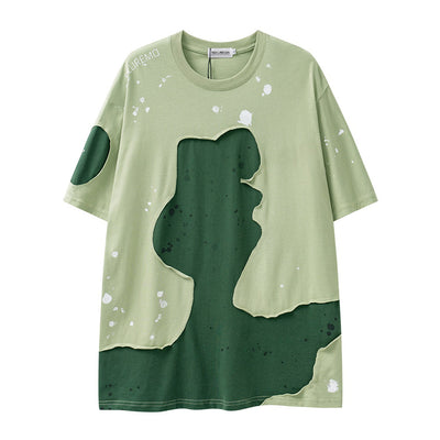 Playera Patchwork Irregular de Manga Corta para Hombre - Image 7