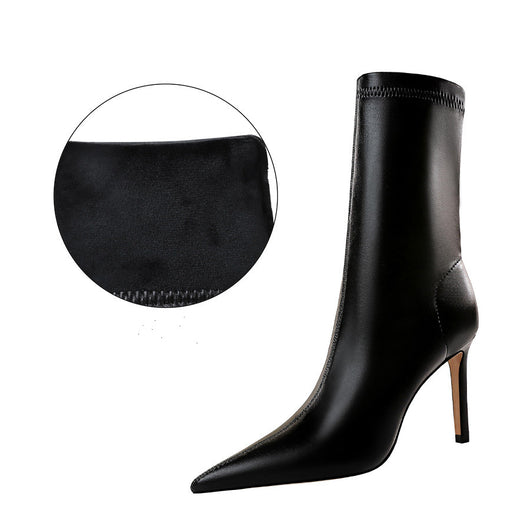 Botas Cortas de Tacón Alto Puntiagudo para Mujer - Diseño Sexy Nocturno - Image 5