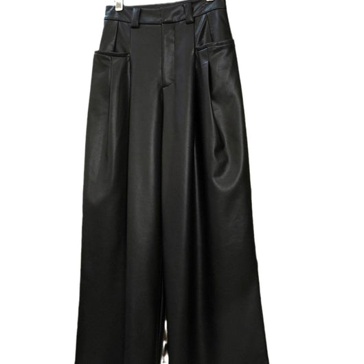Pantalones PU Cintura Alta Ajustados con Piernas Anchas - Image 6