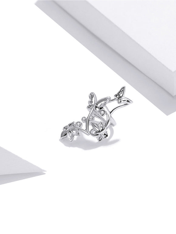 Arete Clip Mariposa Plata 925 Hueco Diseño Delicado