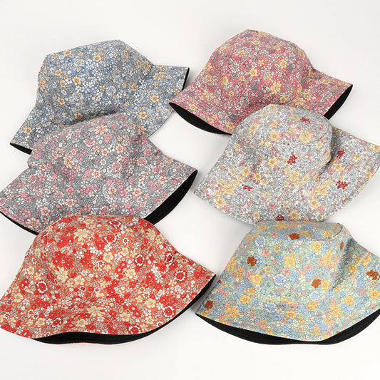 Sombrero Cubo Pescador Estampado Doble Cara con Diseño Crisantemo