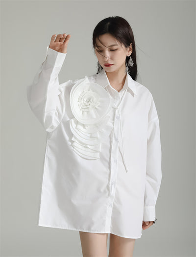 Blusa Larga con Falda Integrada - Diseño Floral 3D con Pliegues - Image 39