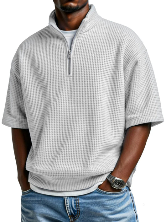 Polo Camiseta Manga Corta Waffle-Knit con Cierre de Medio Zipper para Hombre - Image 14