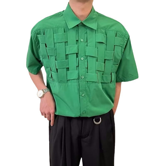 Camisa de Manga Corta Tejida con Diseño Veraniego para Hombre - Image 5