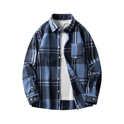 Camisa de Franela a Cuadros para Hombre - Abrigo Casual Grueso Talla Grande Otoño Invierno - Image 5