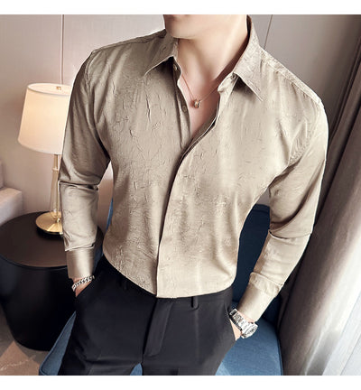 Camisa Larga Hombre Ice Silk Textura Premium - Transpirable y Fresca - Image 29