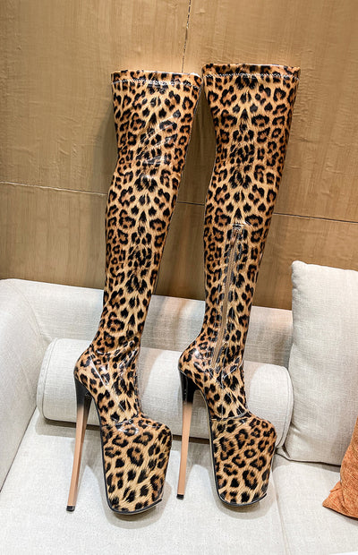 Botas Altas de Tacón con Estampado de Leopardo - Image 18