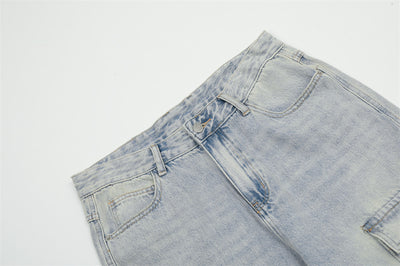 Overol Denim Claro para Hombre con Múltiples Bolsillos y Corte Recto Ancho - Image 14