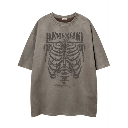 Playera de Ante con Estampado Calavera Oscura para Hombre - Image 2
