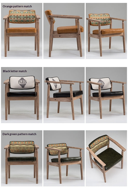 Silla Retro de Madera Maciza con Respaldo y Reposabrazos para Café - Image 33