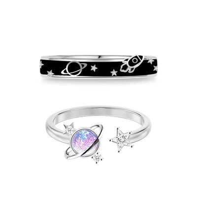 Anillo de Plata Esterlina Planeta Amor para Parejas - Image 7
