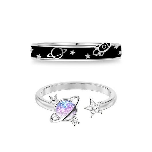 Anillo de Plata Esterlina Planeta Amor para Parejas - Image 7
