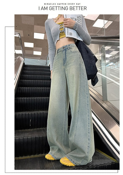 Pantalones Vaqueros Retro Cintura Alta Pierna Ancha Estilo Americano - Image 15