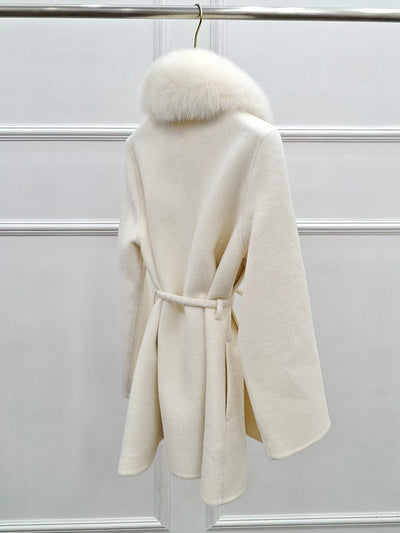 Abrigo Reversible de Cashmere y Piel de Zorro Midi para Invierno - Image 12