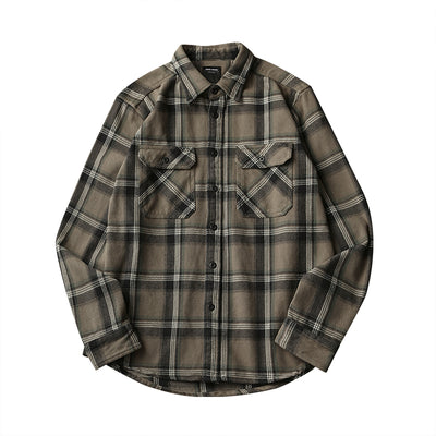 Camisa de Cuadros Gruesa Retro para Hombre con Manga Larga - Image 8