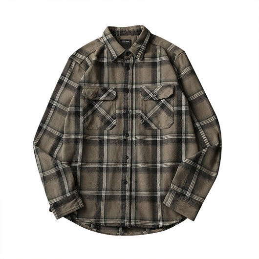 Camisa de Cuadros Gruesa Retro para Hombre con Manga Larga - Image 8