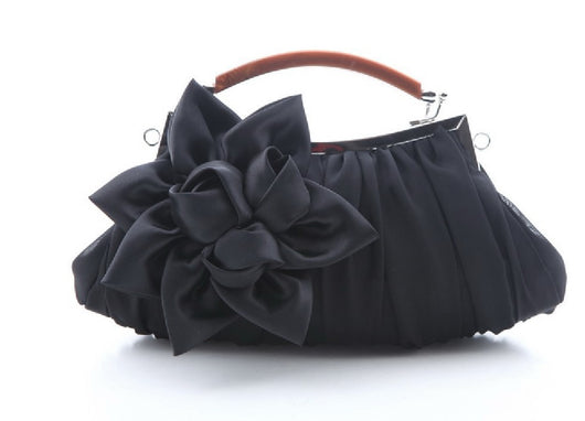 Bolso de Noche Satinado con Flor - Clutch Elegante para Mujer - Image 9