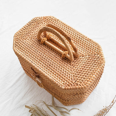 Caja Octagonal de Almacenamiento Tejida en Ratán para Snacks, Cosméticos y Té - Image 5