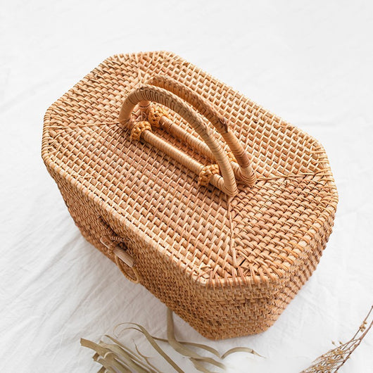 Caja Octagonal de Almacenamiento Tejida en Ratán para Snacks, Cosméticos y Té - Image 5