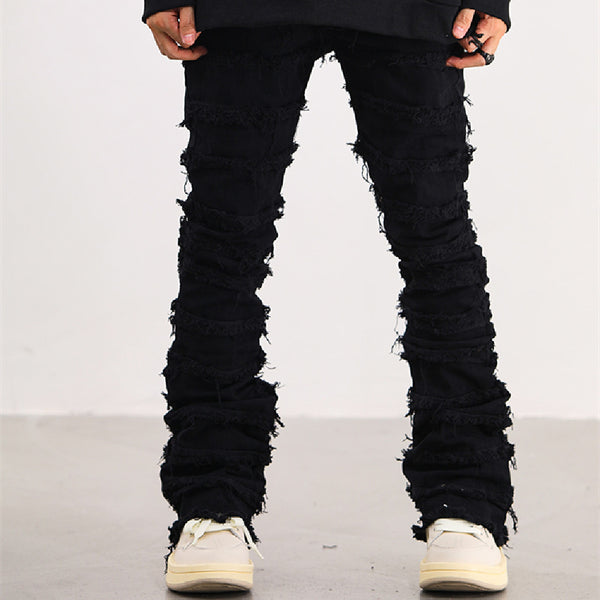 Jeans Destruidos Raw Edge Estilo Urbano
