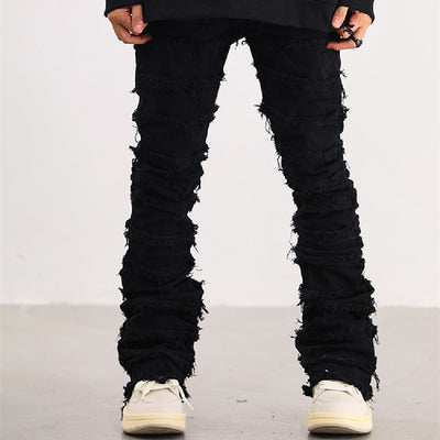 Jeans Destruidos Raw Edge Estilo Urbano