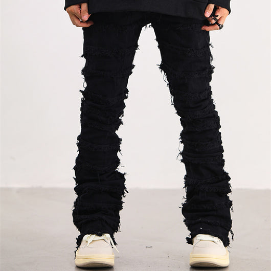 Jeans Destruidos Raw Edge Estilo Urbano