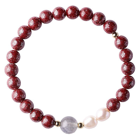 Pulsera de Pareja Piedra de Luna Perla Vermellón Minimalista - Image 3