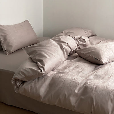 Juego de Cama Jacquard Terciopelo Algodón Puro 4 Piezas
