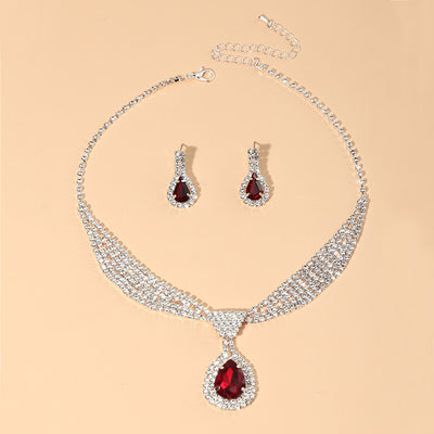 Conjunto de Collar y Aretes de Diamantes Completos Temperament - Image 5