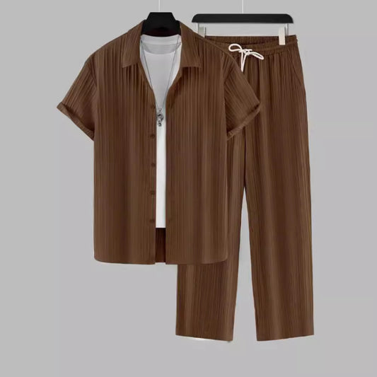 Camisa Ejecutiva a Rayas con Solapa y Pecho Estructurado para Hombre - Image 2