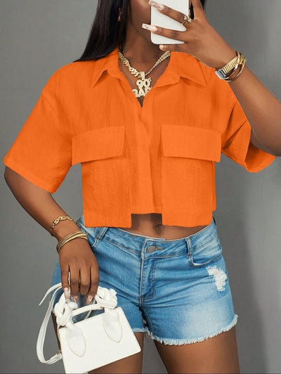 Camiseta Casual para Mujer con Bolsillos - Colores Sólidos - Image 11
