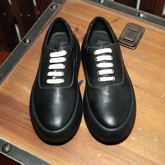 Zapatos de Cuero Cómodos con Suela Gruesa Estilo Coreano para Hombre