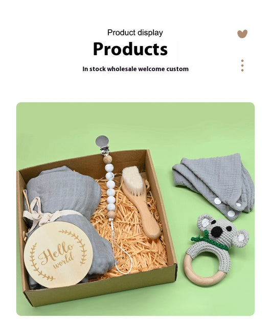 Set de Regalo Recién Nacido: Sonajero de Madera Tejido a Crochet - Image 18