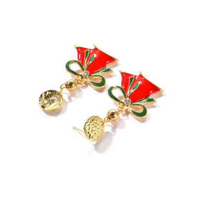 Aretes Navideños Campanas Doradas con Cristales Brillantes - Image 10