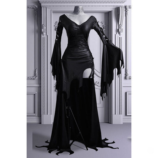Vestido Gótico con Mangas Abullonadas y Falda Amplia