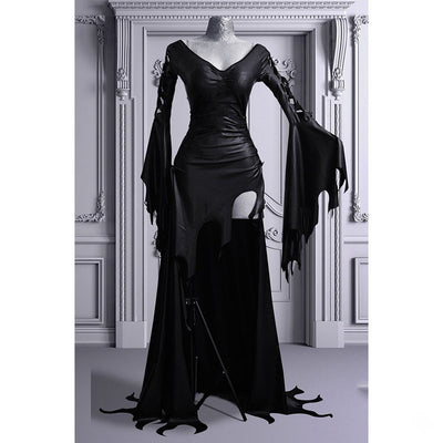 Vestido Gótico con Mangas Abullonadas y Falda Amplia
