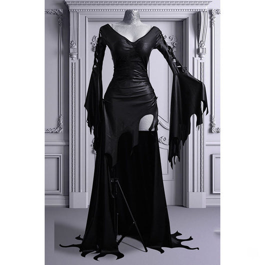 Vestido Gótico con Mangas Abullonadas y Falda Amplia