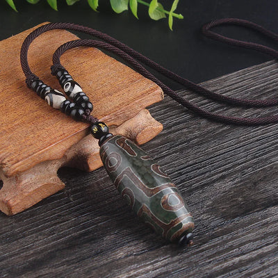Collar Pulsera Dzi de Nueve Ojos en Ágata - Cadena Étnica Unisex - Image 9