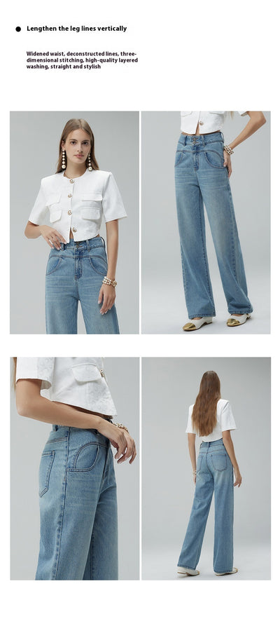 Pantalones Anchos Cintura Alta Estilo Retro con Detalles Rotos para Mujer - Image 33