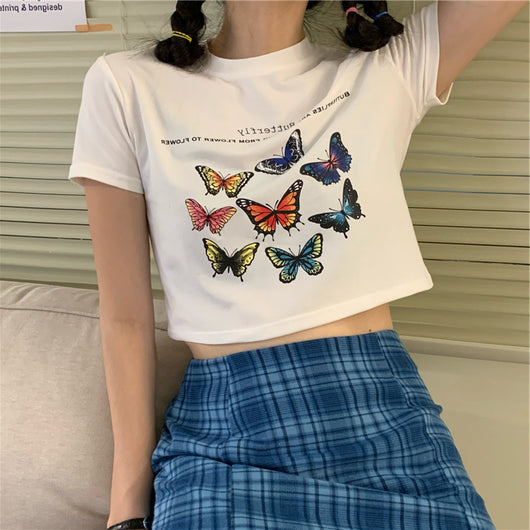 Blusa Blanca Manga Corta con Mariposas - Image 3