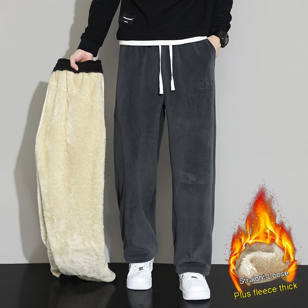 Pantalones Casuales de Cachemira para Hombre - Corte Recto y Pierna Ancha