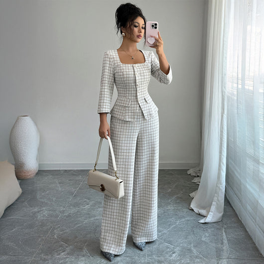 Conjunto Elegante de Camisa Manga Larga y Pantalón para Mujer