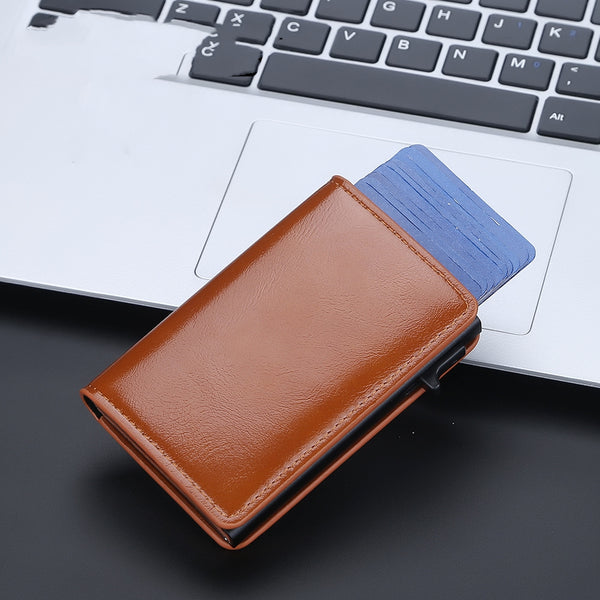 Cartera Minimalista de Cuero Engrasado con Protección Antimagnética