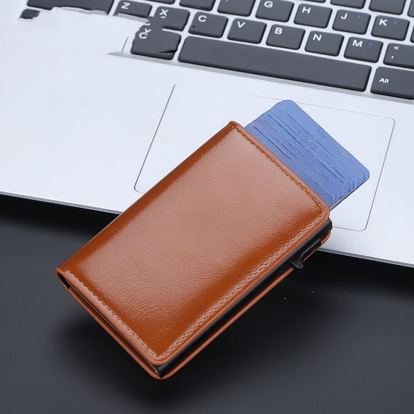 Cartera Minimalista de Cuero Engrasado con Protección Antimagnética