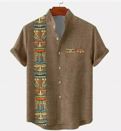 Camisa Casual Holgada para Hombre con Estampado y Botones - Image 17