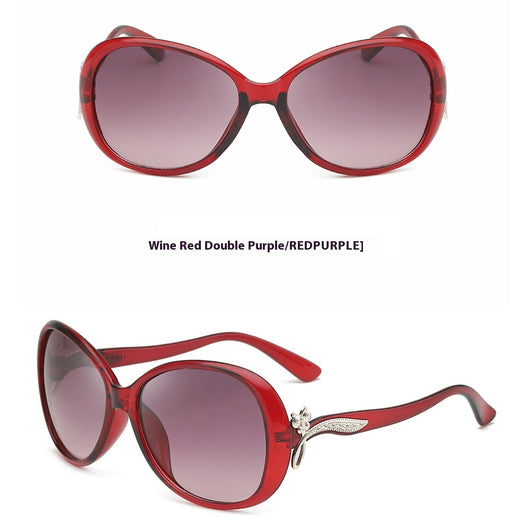Brown oversized butterfly sunglasses with gradient lenses and a silver-tone floral accent on the temple. - Image 3